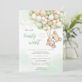 Teddybeer Groene Baby Shower Kaart (Staand voorkant)