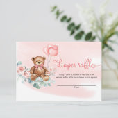 Teddybeer Groene Eucalyptus Krans Diper Raffle Informatiekaartje (Staand voorkant)