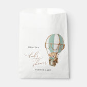 Teddybeer, groene heteluchtballon, Baby shower Bedankzakje (Voorkant)