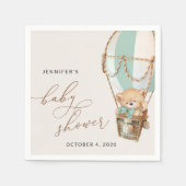 Teddybeer, groene heteluchtballon, Baby shower Servet (Voorkant)