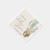 Teddybeer, groene heteluchtballon, Baby shower Servet (Hoek)