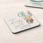 Teddybeer, groene heteluchtballon, eerste verjaard bier onderzetter (Linkerzijde)