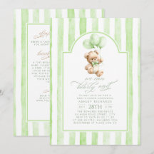 Teddybeer groene strepen baby shower alles-in-één