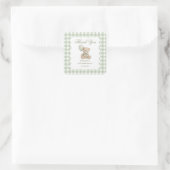 Teddybeer groene verjaardag vierkante sticker (Tas)