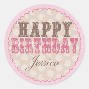 Teddybeer Happy Birthday Sticker - Roze