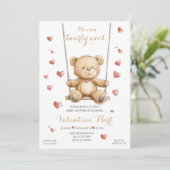 Teddybeer Hartjes Baby Shower Uitnodiging (Staand voorkant)