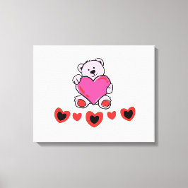 Teddybeer heeft hart canvas afdruk