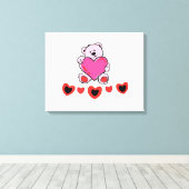 Teddybeer heeft hart canvas afdruk (Insitu (Houten vloer))