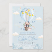 Teddybeer-heetballonbeer-babyshower-jongen Kaart (Voorkant)