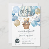 Teddybeer-heetluftballon-babyshower Kaart (Voorkant)