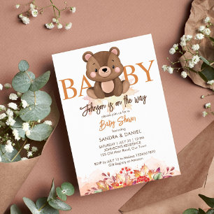 Teddybeer herfst baby shower schattige teddy kaart
