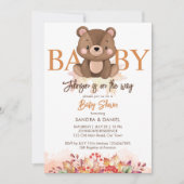 Teddybeer herfst baby shower schattige teddy kaart (Voorkant)