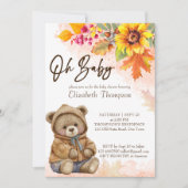 Teddybeer herfst herfst gebladerte baby shower kaart (Voorkant)
