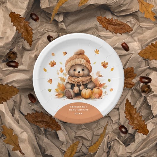 Teddybeer Herfst verliefd op herfstpompoen Papieren Bordje