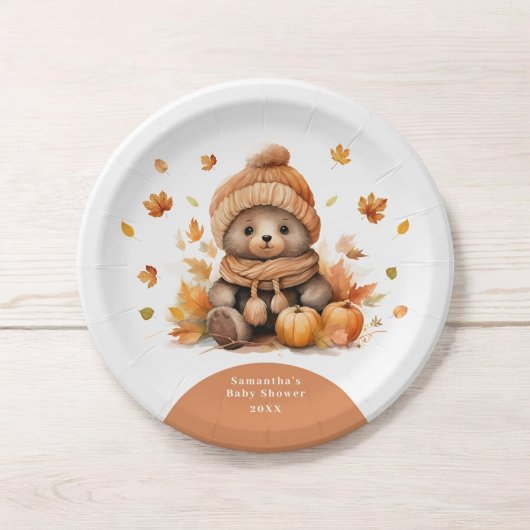 Teddybeer Herfst verliefd op herfstpompoen Papieren Bordje