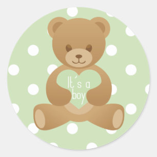 Teddybeer "Het is een jongetje" groene sticker