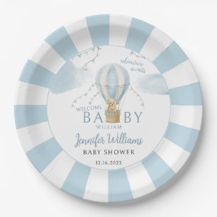 Teddybeer-hete luchtballon-babyfeest-papieren bord