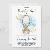 Teddybeer-hete luchtballon babyshower uitnodiging (Voorkant)