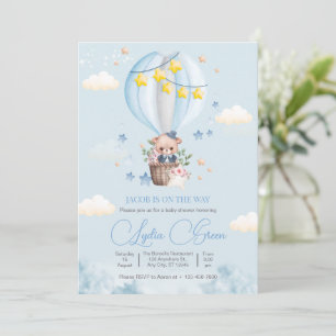 Teddybeer-hete luchtballon Beer Babyshower Jongen Kaart