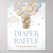 Teddybeer Hete Luchtballon Luier Raffle Poster (Voorkant)