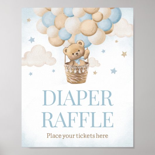 Teddybeer Hete Luchtballon Luier Raffle Poster (Voorkant)