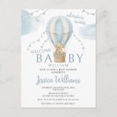 Teddybeer heteluchtballon baby shower briefkaarten (Voorkant)