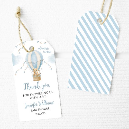 Teddybeer heteluchtballon baby shower Gift Labels Cadeaulabel