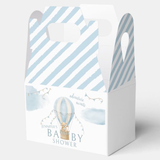 Teddybeer heteluchtballon baby shower gunst doos bedankdoosjes (Geopend)
