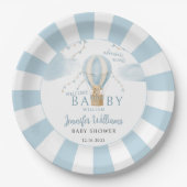 Teddybeer heteluchtballon baby shower papier bord (Voorkant)