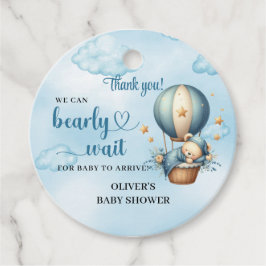 Teddybeer heteluchtballon bearly wacht blauw bruin bedankjes labels