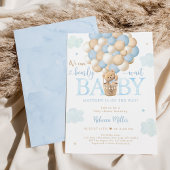 Teddybeer heteluchtballon blauw jongetje Baby show Kaart
