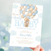 Teddybeer heteluchtballon blauw jongetje Baby show Kaart