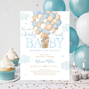Teddybeer heteluchtballon blauw jongetje Baby show Kaart