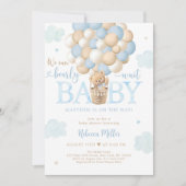 Teddybeer heteluchtballon blauw jongetje Baby show Kaart (Voorkant)