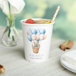 Teddybeer heteluchtballon blauw jongetje Baby show Papieren Bekers