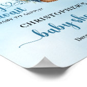 Teddybeer heteluchtballon Jongen Baby shower welko Poster (Hoek)