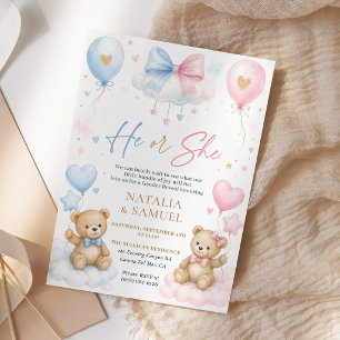 Teddybeer Hij of Zij Geslacht Reveal Feest Kaart