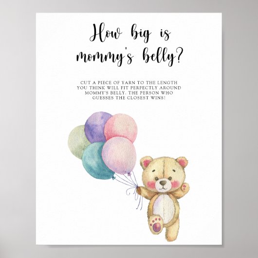 Teddybeer - hoe groot is mama's buik spel poster (Voorkant)