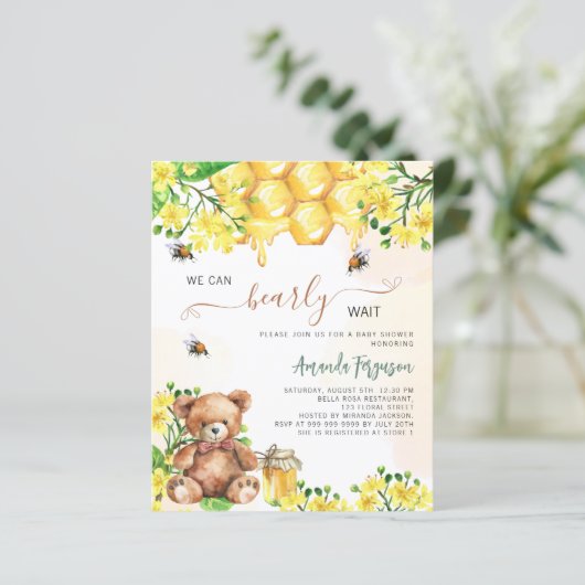 Teddybeer honingraat budget Baby shower (Staand voorkant)
