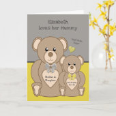 Teddybeer hou van je mummie grijs en geel kaart (Gele Bloem)