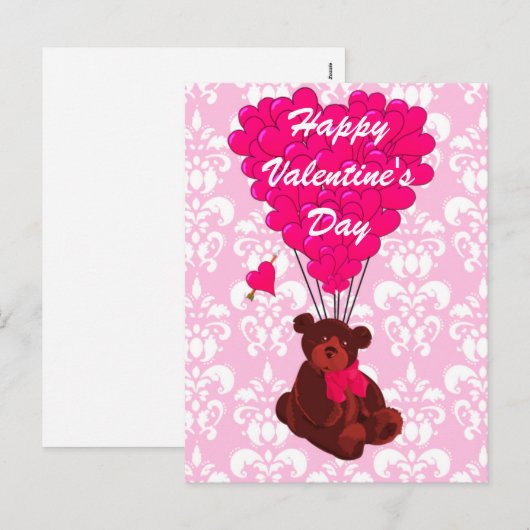 Teddybeer houdt van hart Valentijns Feestdagenkaart (Voorkant / Achterkant)