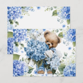 Teddybeer Houdt Van Hydrangea Bloemen Briefkaart (Voorkant / Achterkant)
