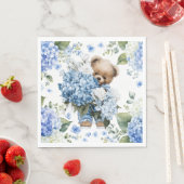 Teddybeer Houdt Van Hydrangea Bloemen Servet (Insitu)