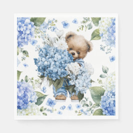 Teddybeer Houdt Van Hydrangea Bloemen Servet