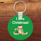 Teddybeer Ik hou van Kerstmis Tshirts en geschenke Sleutelhanger (Voorkant)