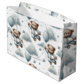 Teddybeer in blauw pyjama Baby shower Groot Cadeauzakje (Achterkant Gekanteld)