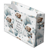 Teddybeer in blauw pyjama Baby shower Groot Cadeauzakje (Voorkant Gekanteld)