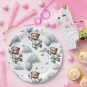 Teddybeer in blauwe pyjama papieren bordje (Feest)