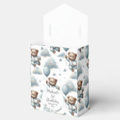 Teddybeer in blauwe pyjama verjaardag bedankdoosjes (Geopend)