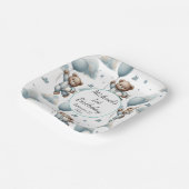 Teddybeer in blauwe pyjama verjaardag papieren bordje (Gebogen)